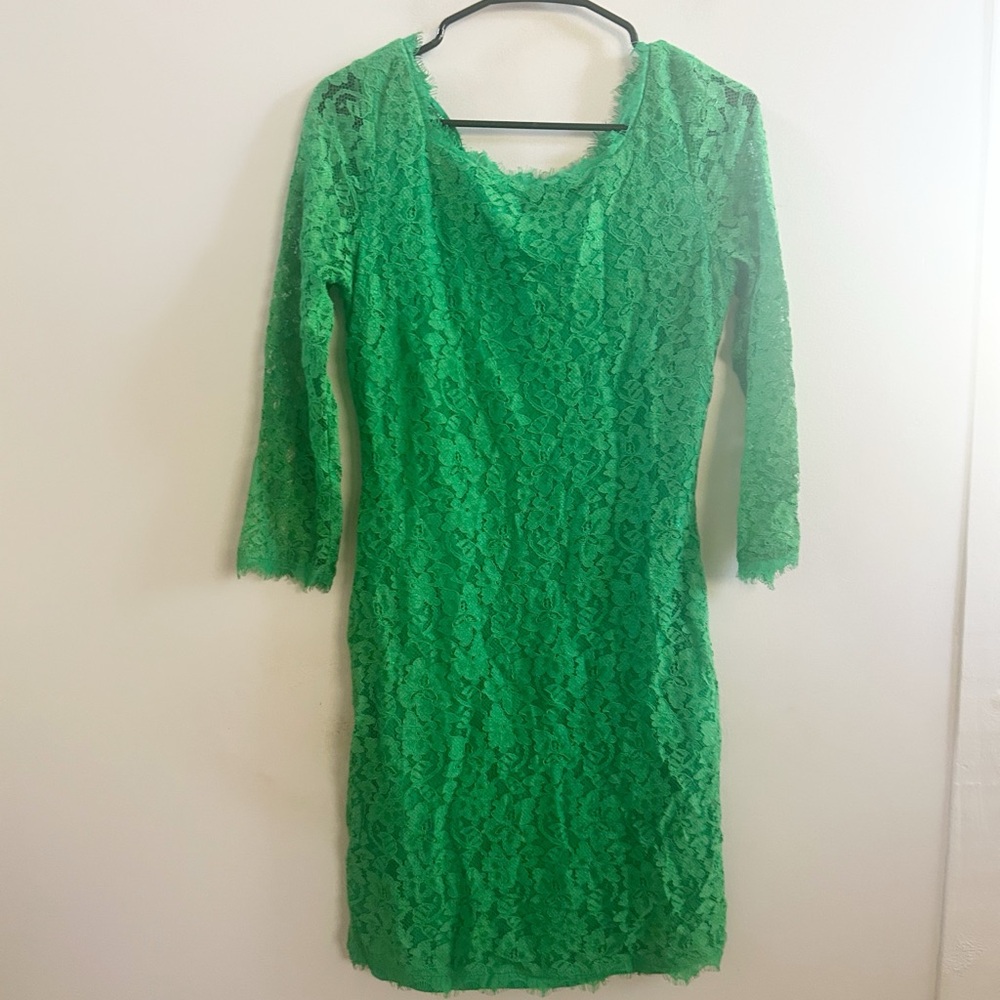 Diane von‎ furstenburg green lace dress new with tags